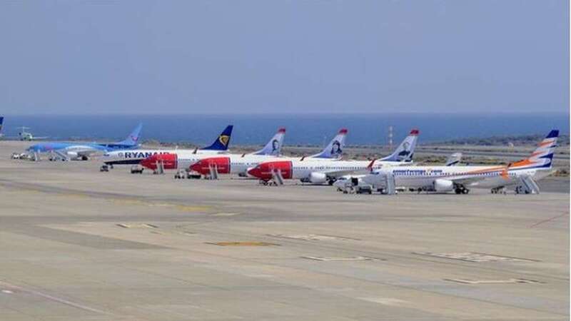 Aviones parados en el aeropuerto de Gran Canaria (Foto RTVC)